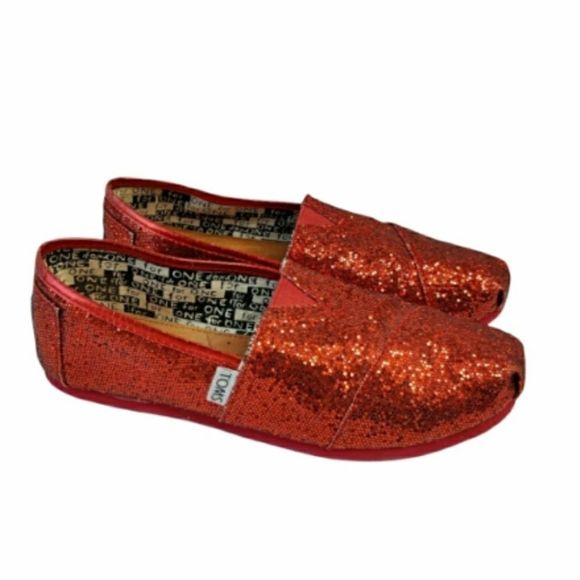 Toms Other - Toms Alpargatas Red Sparkle Sequin Flat Loafer Y4